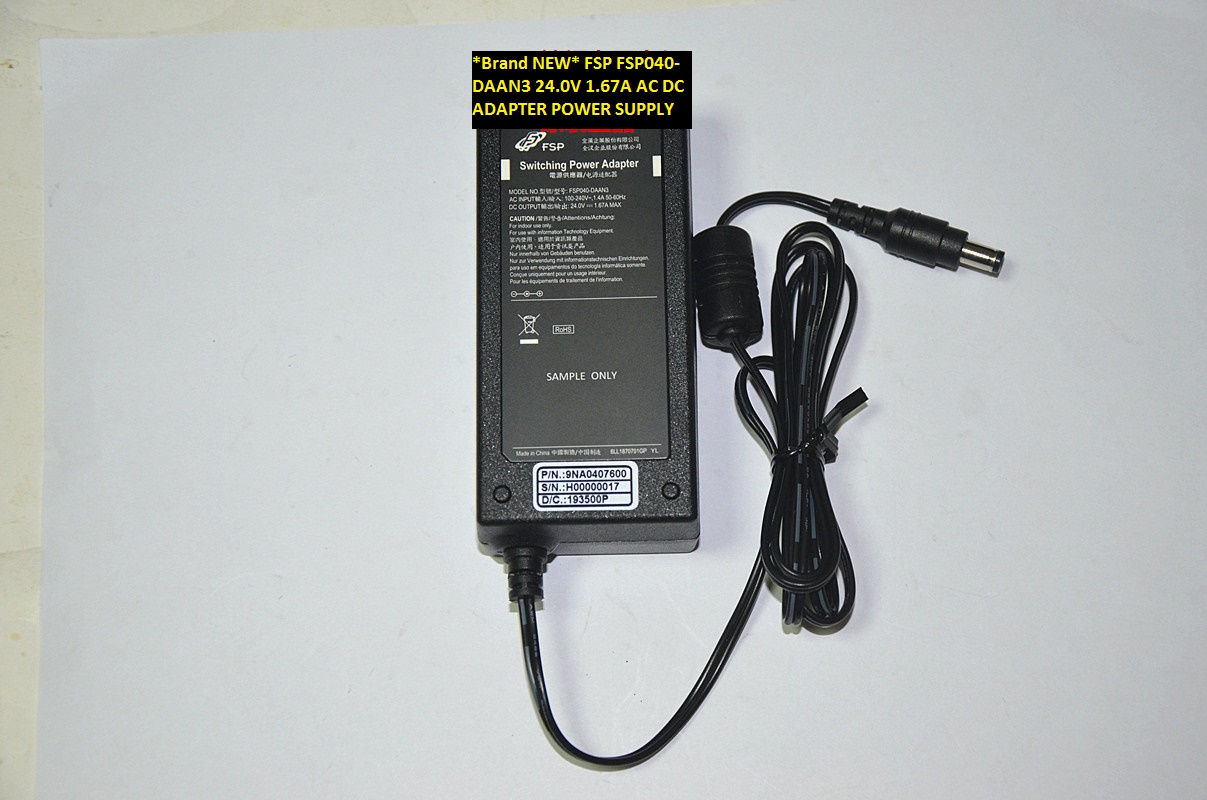 *Brand NEW* AC100-240V FSP 24.0V 1.67A FSP040-DAAN3 AC DC ADAPTER POWER SUPPLY - Click Image to Close
